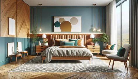 Mid Century Modern Bedroom Colors, Grey And Gold Bedroom, Mid Century Modern Bedroom Design, Dreamy Interiors, Modern Bedroom Colors, Mid Century Furnishings, Mid Century Modern Colors, Sage Green Bedroom, Bedroom Colour Palette