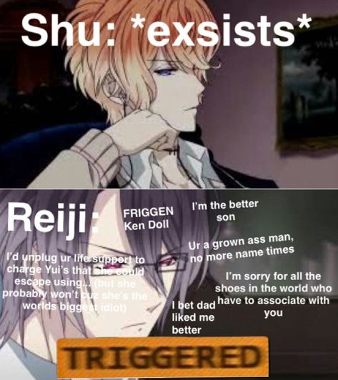 Diabolik Lovers Memes, Diabolik Lovers Funny, Diabolik Lovers Aesthetic, Diabolik Lovers Fanart, Diabolik Lovers Reiji, Diabolical Lovers, Sakamaki Brothers, Mukami Brothers, Diabolik Lovers Laito