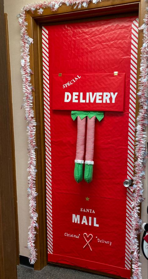 Letters To Santa Door Decoration, Santas Workshop Door Decoration, Office Christmas Door, Christmas Door Decorating Contest Ideas, Door Decorating Contest Ideas, Office Door Decorations, Funny Christmas Door, December Decorations, Hospital Christmas