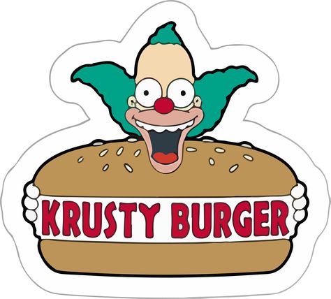 Stickers Los Simpsons, Krusty Burger, Burger Sticker, Simpsons Party, Simpsons Tattoo, Krusty The Clown, Custom Starbucks Cup, Cup Art, Notebook Stickers