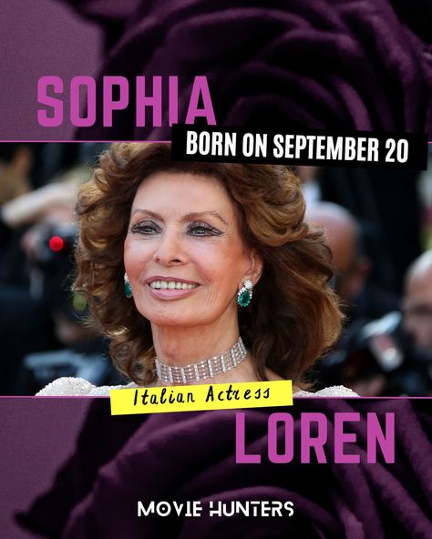 Happy Birthday 🎂 Sophia Loren Italian Actress Born: September 20, 1934 (age 90 years), Rome, Italy Won 1 Oscar 73 wins & 44 nominations Known for The Life Ahead (2020) Nine (2009) A Special Day (1977) The Sunflower (1970) Ghosts, Italian Style (1967) Arabesque (1966) Marriage Italian Style (1964) Yesterday, Today, and Tomorrow (1963) El Cid (1961) Heller in Pink Tights (1960) Two Women (1960) It Started in Naples (1960) Houseboat (1958) The Black Orchid (1958) Boy on a Dolphin (1957) Th... Houseboat 1958, Happy Birthday Sophia, Pink Tights, A Dolphin, Italian Actress, The Sunflower, Black Orchid, Sophia Loren, Rome Italy