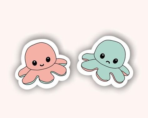 Mood Octopus, Octopus Sticker, Southern America, Reversible Octopus, Preppy Stickers, Homemade Stickers, Cute Laptop Stickers, Tumblr Stickers, Scrapbook Stickers Printable