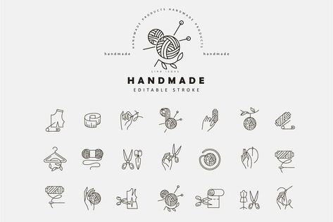 Handmade & sewing icons & logos brandmark Tejidos Aesthetic, Sewing Icon, Embroidery Equipment, Sewing Business Logo, Handmade Logo Design, Hair Branding, Sewing Logo Design, Retro Silhouette, Sewing Logo