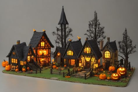 materials for halloween village including figurines pu 3 Pumpkin Village, Witch Village, Fall Village, Spooky Town Village, Tiny Glade, Spooky Village, Minecraft Halloween, Halloween Diorama, Fantasy Village