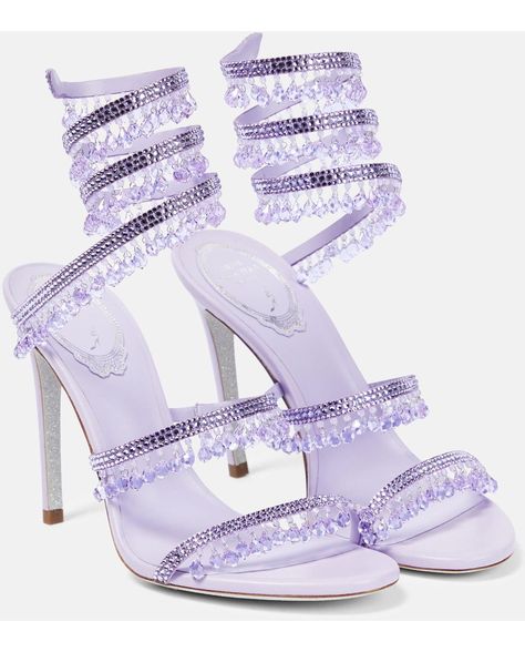 Rene Caovilla Chandelier Embellished Satin Sandals Banquet Party, Tassels Fashion, Crystal Shoes, Rhinestone Sandals, Rene Caovilla, Color Lines, Open Toe Sandals, Sandal Fashion, The Purple