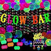 Glow Neon Party, Star Cupcake Toppers, Glow Theme Party, Neon Party Decorations, Glow Bar, Neon Party Supplies, Bar Banner, Glow In Dark Party, Neon Birthday Party