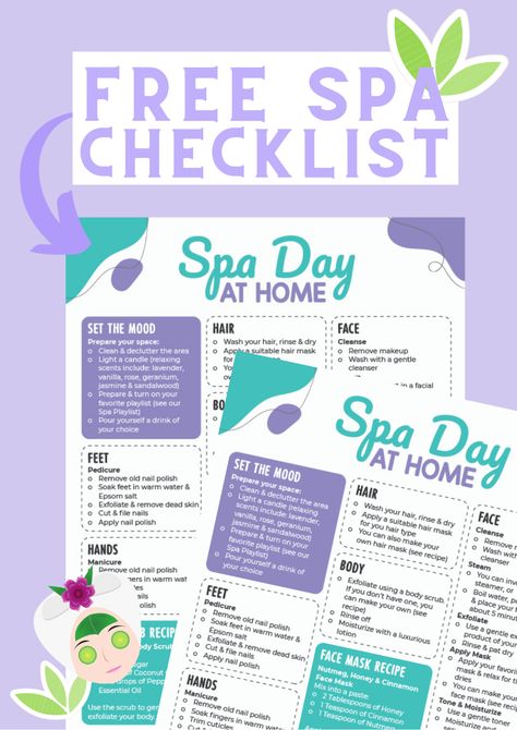 Believe it or not, but you don't need to spend a fortune to have a spa day at home. Download this printable checklist to plan your very own spa day. Free Printables. Spa Checklist, Spa Day Checklist, Body Spa At Home, Spa Printables, Spa Day At Home Checklist, Poem Inspo, Full Body Exfoliation, Diy Home Spa, At Home Spa Day