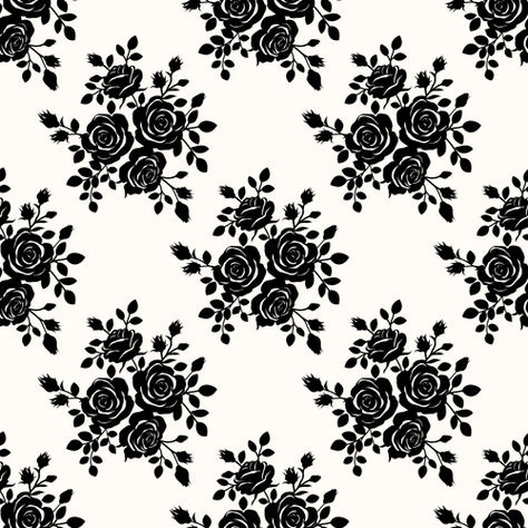 Black roses seamless patterns vector graphics - Vector Flower free download Roses Pattern Design, Seamless Patterns Design, Flower Pattern Black And White, Black Flowers Wallpaper, Bouquet Wallpaper, Rose Vector, Graphic Flowers, Wallpaper Graphic, Graphics Pattern