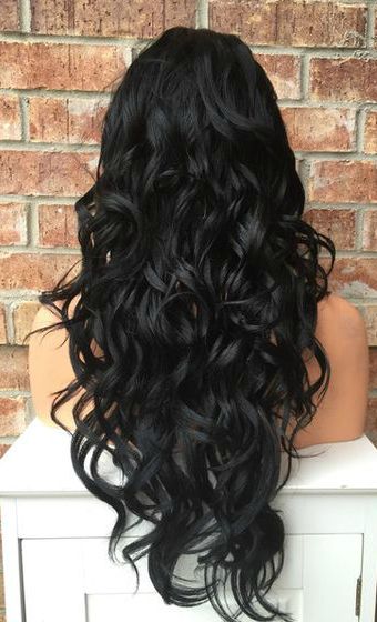 Long Black Curly Hair Loose Waves, Black Beach Waves Hair, Long Black Curled Hair, Long Black Hair Inspiration, 2c Black Hair, Long Black Curly Hair Aesthetic, Jet Black Hair Curly, Extra Long Black Hair, Long Black Hair Wavy