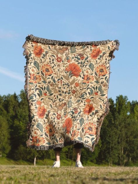 Embracing Cottagecore: A Lifestyle of Nostalgia and Tranquility Nature Throw Blanket, Boho Throw Blanket Fleece, Living Room Throws Blanket Couch, Vintage Floral Tapestry, Flower Throw Blanket, Blanket Wall Decor, Woven Tapestry Blanket, Vintage Throw Blanket, Eclectic Blanket