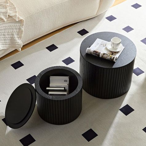 PRICES MAY VARY. ★【Nesting 2set Design】 -The black round coffee table sets consists of one Coffee table (Φ 19.17 x H 14.96 inch) and one small table (Ø 15.23 x H 12.59inch) ★【Various Functions】 -This nesting tables are small coffee table, it can also be a side table, and it can also be placed at the bedside as a bedside table. It is also particularly suitable as a product display rack. ★【No Assembly 】 -This round coffee table comes ready to be used. no assembly required. It’s easy to care for an Small Circle Coffee Table, Round Black Side Table, Small Black Coffee Table, Black Accent House Decor, Small Living Room Coffee Table, Black And Wood Living Room Decor, No Coffee Table Living Room, Small Coffee Tables For Small Spaces, Small Coffee Table Ideas