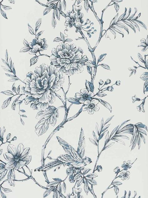 50335W Maris INK-02 Wallpaper Unique, Poppy Wallpaper, Black Wall Decor, Floral Toile, Seamless Floral Pattern, Cream Wallpaper, Flowers Black, Blue And White Floral, Unique Wallpaper