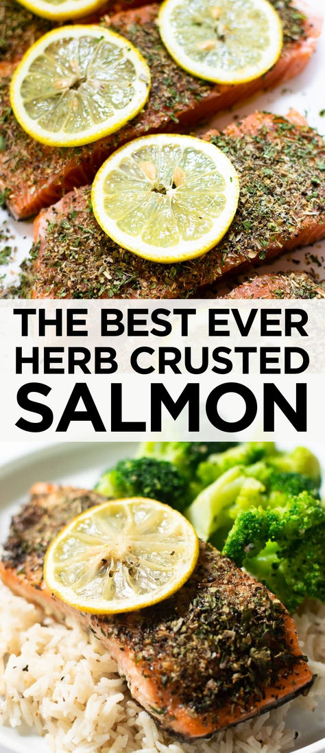 healthy salmon dinner recipe Herb Crusted Salmon Recipes, Easy Salmon Salad Recipes, Crusted Salmon Recipes Baked, Herbed Salmon, Gluten Free Fish Recipes, Crusted Salmon Recipes, Easy Salmon Recipe, Herb Crusted Salmon, Flounder Recipes