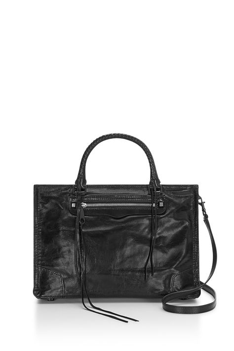 Rebecca Minkoff Regan Black Suede Leather Top-Zipper Closure Satchel Tote #Doris_Daily_Deals #Bonanza www.bonanza.com/listings/417308861 Rebecca Minkoff Regan Satchel, Simple Studs, Crafted Bag, Work Tote, Convertible Backpack, Stylish Top, Handbags Designer, Satchel Tote, Daily Essentials