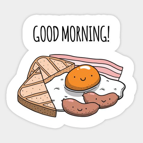 Good morning English breakfast funny fun humor joke food eating smile smiling toast egg eggs bacon strips sausage sausages yummy tasty delicious food cute bread breakfast drawing sandwich egg eat morning diet nutrition lovely characters eating toast bacon nice -- Choose from our vast selection of stickers to match with your favorite design to make the perfect customized sticker/decal. Perfect to put on water bottles, laptops, hard hats, and car windows. Everything from favorite TV show stickers Drawing Sandwich, Good Morning Stickers, Good Morning English, Breakfast Drawing, Morning Stickers, Breakfast Stickers, Sandwich Egg, Toast Egg, British Breakfast