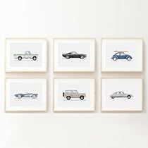 Room Decor Retro, Car Nursery, Art Transportation, Car Prints, Boys Room Wall Art, Toddler Boys Room, Car Wall Art, Retro Car, Art Aquarelle