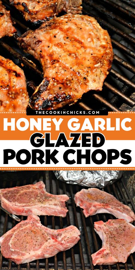 Check out this Memorial Day dinner recipe for grilled honey glazed pork chops! This garlic honey pork chop recipe is a simple  spring grilling idea that uses only 4 ingredients. Enjoy the sweet, garlicky flavors of this wonderful dish! Honey Glazed Pork Chops, Honey Pork Chops, Keto Bread Easy, Pork Chop Recipes Grilled, Italian Chicken Pasta, Parmesan Cheese Sauce, Honey Garlic Pork Chops, Chicke Recipes, Glazed Pork Chops