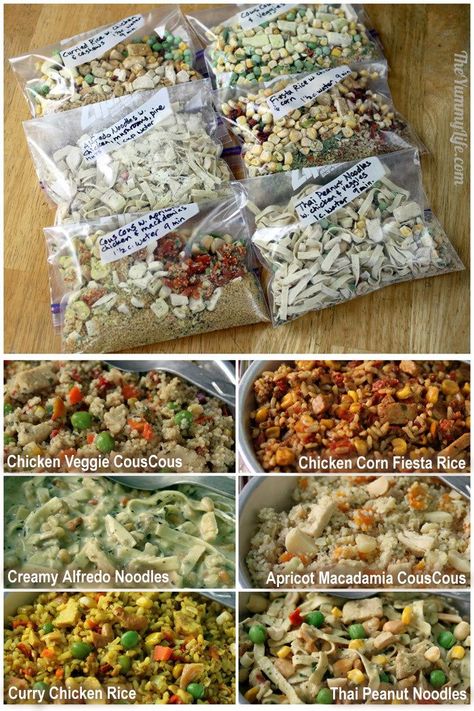 Lightweight, Nutritious Backpacking & Camping Food. How to make and pack 7 days of breakfasts, lunches, dinners & snacks that fit in a bear barrel. TheYummyLife.com#backpackingfood #campingfood #backpackingideas #nutritioussnacks #healthysnacks #mealplan #theyummylife Instant Meals, Curry Chicken And Rice, Hiking Food, Backpacking Food, Instant Recipes, Dehydrated Food, Meals In A Jar, Diet Vegetarian, Camping Outfits