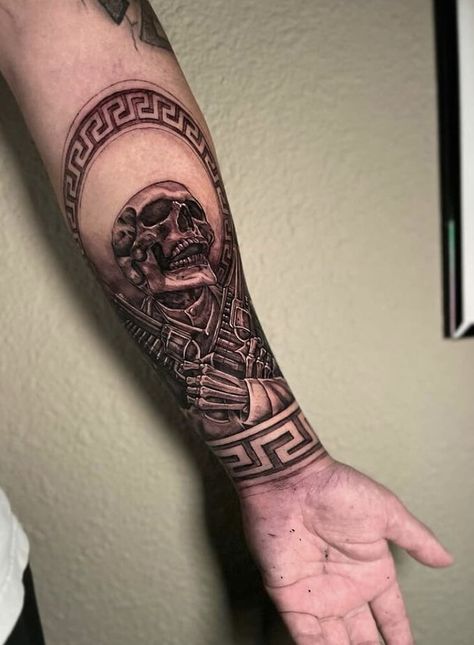 Mexican Style Sleeve Tattoo, Mexican Charro Tattoo, Mexican Soldier Tattoo, Hispanic Inspired Tattoos, Aztec Forearm Tattoo For Men, Spaniard Tattoo, Aztec Tattoo Mexican Forearm, Mexican Cowboy Tattoo, Mexican Tattoo Sleeve