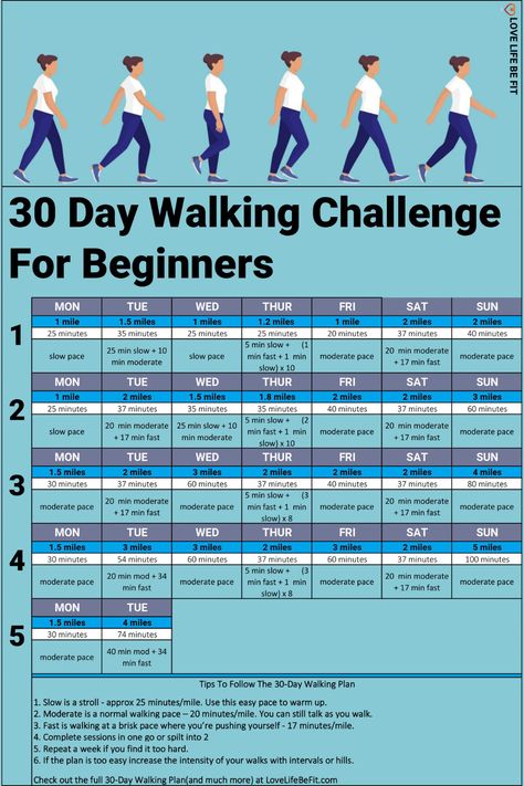 Get fit with this 30 Day Walking Challenge for beginners. Free Printable 30 day walking challenge with all the tips and advice you need to follow the plan. It's suitable for complete beginners. This 30 Day Walking Challenge to lose weight is adaptable and easy to follow. 30 Days Walking Challenge, 30 Day Walking Challenge For Beginners, 21 Day Walking Challenge, Walking Challenge 30 Day 10 Pounds, 28 Day Indoor Walking Challenge, 28 Day Walking Challenge, Walking Challenge 30 Day, Walking Challenge For Beginners, 30 Day Walking Challenge