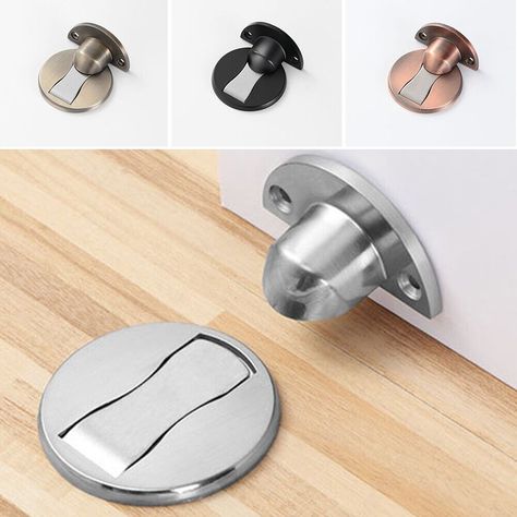 Magnetic Door Stops 304 Stainless Steel Door Stopper Concealed Door Holders DESCRIPTION Description: * 100% brand new and high quality * Easy to install and stop the door from opening too far. * This is a Magnetic Door Stop. Can install with nails or Nail-free stickers. * The Magnetic Door Holder consists of two parts: the floor fitting and the door  fitting. * The Magnetic Door Catch has a magnet that keeps the door open when you  want it. * It stops the door from slamming from the wind and the Invisible Doors, Door Protection, Door Slam, Door Holder, Doors And Floors, Door Catches, Door Fittings, Door Holders, With Nails