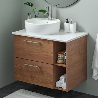 Wash Basin Cabinet, Ikea Godmorgon, Bathroom Sink Units, Dekorere Bad, Ikea Regal, Bathroom Sink Design, Sink Vanity Unit, Small Bathroom Layout, Bathroom Sink Cabinets