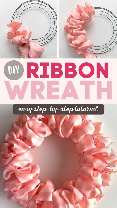 Beautiful Paper Flower Wall Decorations for Weddings and Events Easy Deco Mesh Wreaths Tutorials, Pink Ribbon Wreath Diy, Make A Wreath With Mesh, Making Ribbon Wreaths, Easy Mesh Wreath, Diy Front Door Decor, Make A Ribbon Wreath, Tulle Wreath Tutorial, Wire Ribbon Wreath