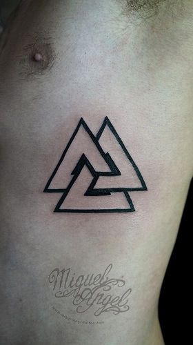 Climb-y Love Triangle Tattoo, 3 Triangles Tattoo, Triple Triangle Tattoo, Three Triangle Tattoo, 3 Triangle Tattoo, Girl Rib Tattoos, Triangle Tattoo Design, Trinity Tattoo, 3 Siblings