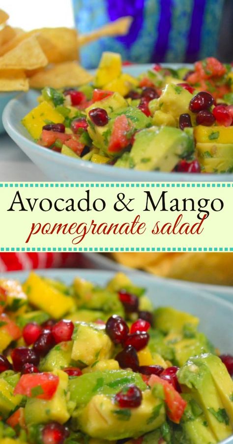 Avocado & Mango Pomegranate Salad #Pomegranate #Avocado #PomegranateSalad #Recipes Salad Pomegranate, Easy Healthy Side Dishes, Mango Salat, Pomegranate Recipes, Pomegranate Salad, Mango Avocado, Salad Easy, Recipe Salad, Healthy Side Dish