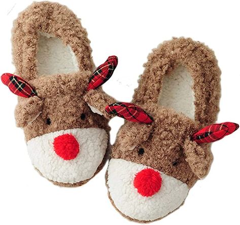 Stuffed Animal Bedroom, Animal Bedroom, Slippers Cute, Christmas Slippers, Christmas Shoes, Indoor Shoes, Bedroom Slippers, Cute Slippers, Winter Slippers