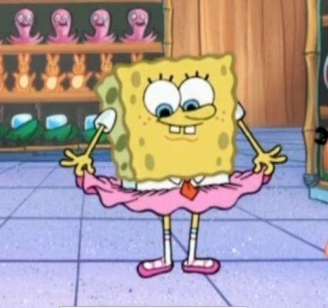 On the picture you see SpongeBob in a supermarket wearing a pink skirt while smiling, I would describe the picture cute perfect for a cute profile on wattpad. The Spongebob, Sponge Bob, Not Mine, Jeon Jungkook, Kim Taehyung, Jeon