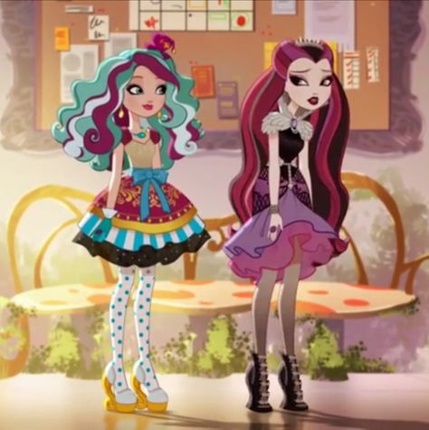 Ever After High Costumes, Ever After High Dti Outfits, Madeline Hatter, Maddie Hatter, Ever After High Madeline Hatter, Ever After High Raven And Maddie, Ever After High Maddie Hatter, Ever After High Screencaps, Ramona Badwolf