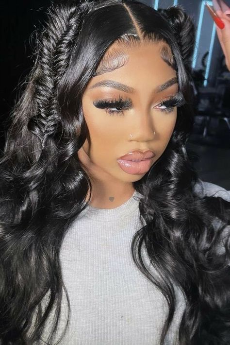 Lace Wigs Styles, Weave Ponytail Hairstyles, Frontal Wig Hairstyles, Black Ponytail Hairstyles, Birthday Hairstyles, Quick Weave Hairstyles, Frontal Hairstyles, Pretty Braided Hairstyles, Flat Iron Hair Styles