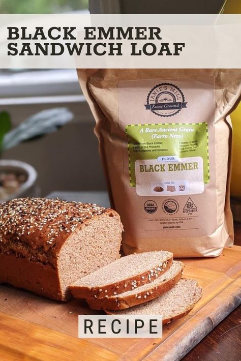 Try this Black Emmer Sandwich Loaf made with Janie’s Mill organic, stone-ground Black Emmer Flour. This rare ancient grain makes a hearty, whole wheat loaf that’s perfect for your favorite sandwich, plain or fancy! Sandwich Loaf Recipe, Ancient Grains Recipes, Mill Stone, Mill Flour, Sandwich Loaf, School Recipes, Protein Bread, Artisan Bread Recipes, No Rise Bread