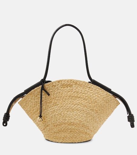 Paseo Small raffia basket bag in beige - Loewe | Mytheresa Raffia Basket, Loewe Bag, Bottega Veneta Bags, Raffia Bag, Belt Shop, Basket Bag, Pocket Top, Gucci Accessories, Black Trim