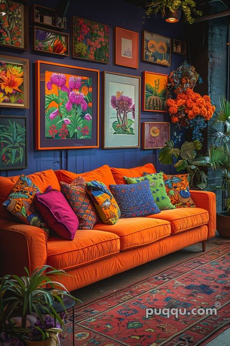 Spring Living Room Decor: Transform Your Space with Fresh Designs - Puqqu Maximalist Fireplace Ideas, Spring Living Room Decor, Boho Style Living, Funky Living Rooms, Spring Living Room, Colourful Living Room Decor, Casa Vintage, Colourful Living Room, Maximalist Decor