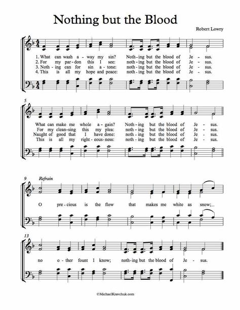 Nothing But The Blood Of Jesus, Printable Hymns, Sunday School Songs, Choir Sheet Music, Hymn Lyrics, Gospel Song Lyrics, Hymn Sheet Music, Hymn Music, Church Songs