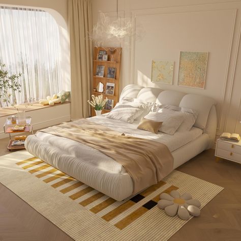 White and brown bedroom