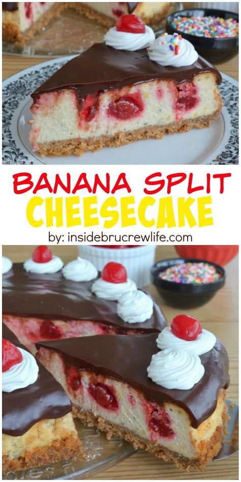 Dessert Casseroles, Banana Split Cheesecake, Banana Baking, Pudding Cheesecake, Coconut Dessert, Banana Pudding Cheesecake, Strawberry Pie Filling, Banana Cheesecake, Brownie Desserts