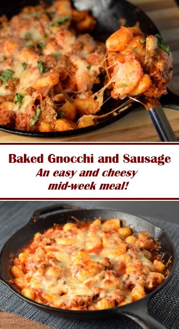 Baked gnocchi and sausage recipe Gnocchi And Sausage, Easy Sausage Recipes, Gnocchi Dishes, Baked Gnocchi, Sausage Bake, Sausage Recipe, Cookies Easy, Gnocchi Recipes, Easy Comfort Food