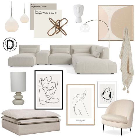 Beige Sofa Mood Board, Creamy Interior Design, Minimalist Mood Board Interior Design, Contemporary Mood Board Interior Design, Modern Contemporary Mood Board, Neutral Living Room Mood Board, Interior Design Mood Board Inspiration, Beige Sofa Decor, Beige Mood Board