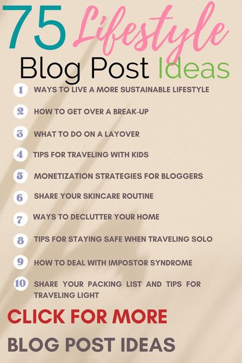 75 Blog Post Ideas for Lifestyle Bloggers Personal Blog Post Ideas, Blogging 2023, Blogging 2024, Travel Blog Post Ideas, Social Media Marketing Planner, Business Knowledge, Blog Post Topics, Blog Writing Tips, What To Write About