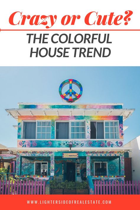 The Colorful House Trend: Crazy or Cute?  Here's what you should and SHOULDN'T paint your home.   #realestate #interiordesign #housingtrends House Foundation Colors, Paint Exterior House, Outside Of House, Bright House, Colorful House, House Foundation, I Believe In Pink, Pool Fence, Foundation Colors