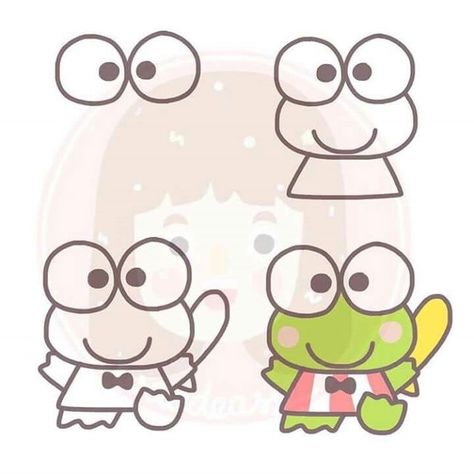 Sanrio Easy Draw, How To Draw Keroppi Step By Step, How To Draw Melody, Sanrio How To Draw, How To Draw Sanrio, Sanrio Drawing Tutorial, How To Draw Sanrio Characters, Sanrio Drawing, Sanrio Drawings