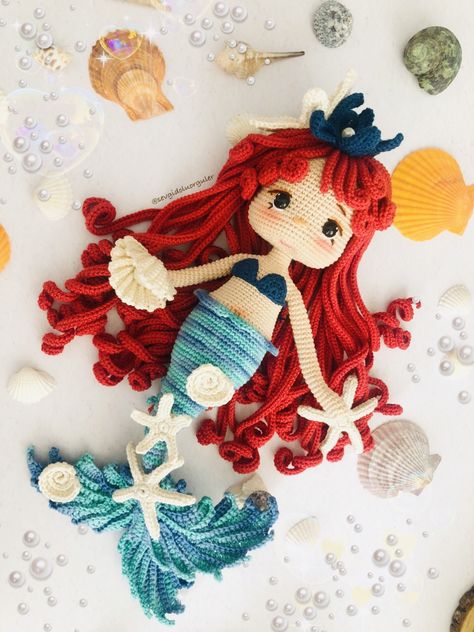 Lethal Company, Crochet Disney, Rainbow Loom Bracelets, Rainbow Loom, Mermaid Art, Crochet Doll Pattern, Embroidery Craft, Doll Pattern, Amigurumi Doll