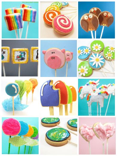 decorated cookies on a stick Pineapple Tidbits, Marshmallow Crafts, Food Decorating, Cookie Sticks, Pop Ideas, Making Cookies, Sugar Cookie Royal Icing, Candy Truffles, Cookie Bouquet