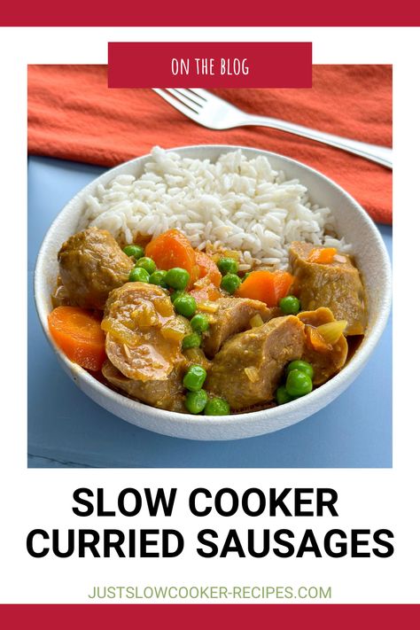 Delicious and simple, this Slow Cooker Curried Sausages is a classic recipe that makes a lovely dinner. Curries Recipes, Slow Cooker Sausage Recipes, Slow Cooker Curry Recipes, Sausage Slow Cooker, Curried Sausages, Slow Cooker Curry, Slow Cooker Lamb, Sausage Dishes, Slow Cooker Recipe