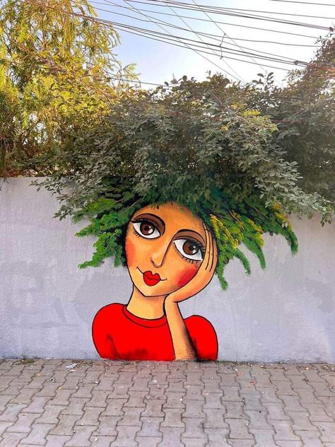 Garden Murals, Hanging Plants Outdoor, Flower Mural, Urban Beauty, School Wall Art, Urban Street Art, 3d Street Art, Amazing Street Art, Murals Street Art