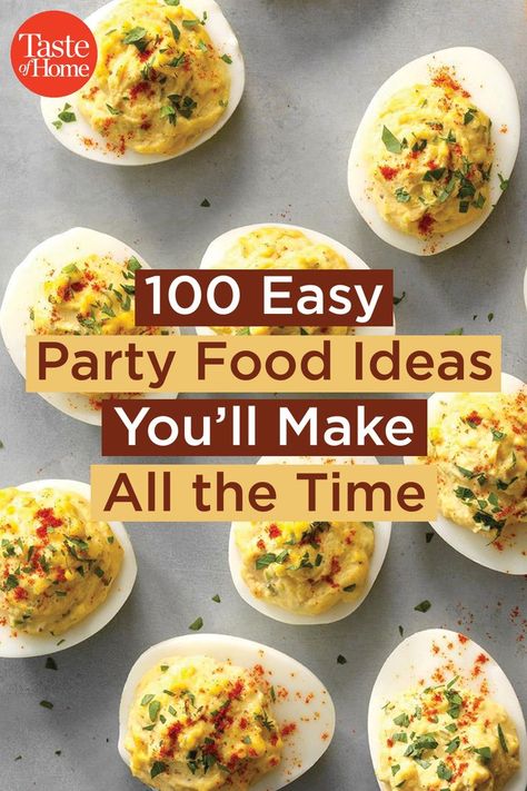 Not sure what to serve at your gathering? These easy party food ideas fit the bill. Find crowd-pleasing dips, sliders, desserts and more. Friendsgiving Picnic, Group Appetizers, Devilish Eggs, Easy Party Foods, Easy Party Food Ideas, Devil Eggs, Happy Habits, Devilled Eggs, Baking Secrets