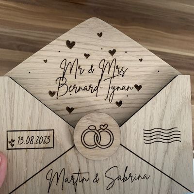 Personalised Wooden Money Wedding Gift Envelopes Personalised - Etsy UK Laser Engraved Wedding Gifts, Wedding Laser Cut Ideas, Wooden Envelope, Wedding Money Holder, Mr Mrs Gift, Laser Engraved Wedding, Money Wedding, Engraved Wedding Gifts, Wedding Gift Money